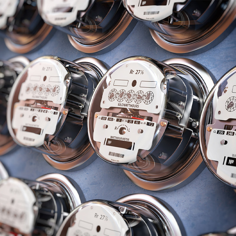 測量用電量的一排電表